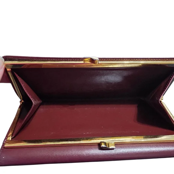 Cartier Vintage Kisslock Leather Wallet Must de Cartier Burgundy - Picture 5 of 14
